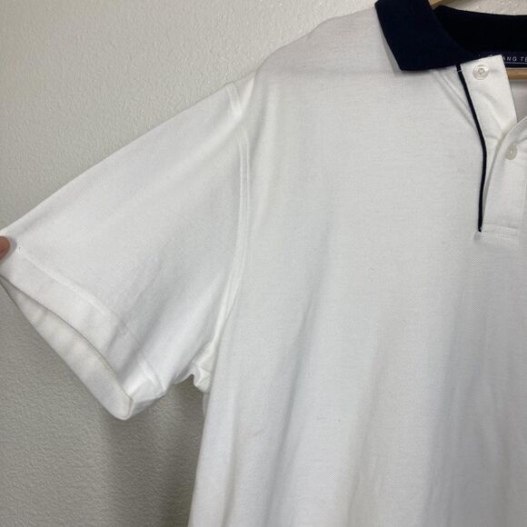 Hang Ten Polo Shirt Mens XL Classic Surf Pocket Top White Navy - Picture 9 of 13